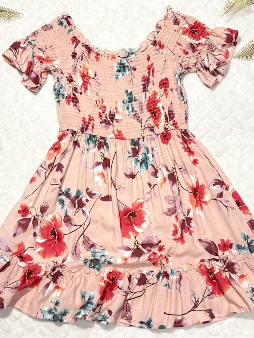 Band of Gypsies Floral Smocked Mini Dress Boho Cottagecore Spring S - Picture 5 of 9